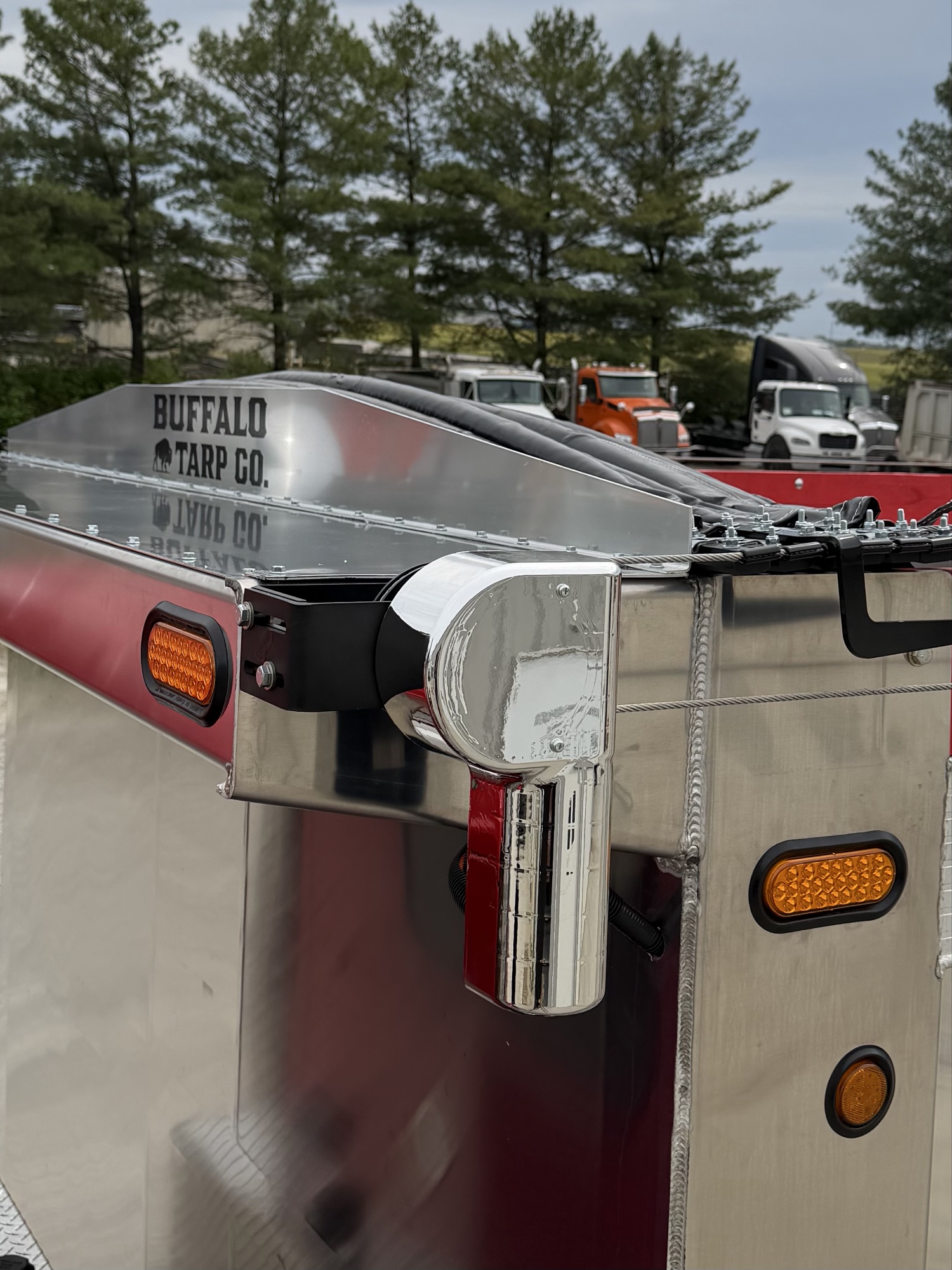 Chrome direct drive motor mounted on Buffalo Tarp Co. branded headboard
